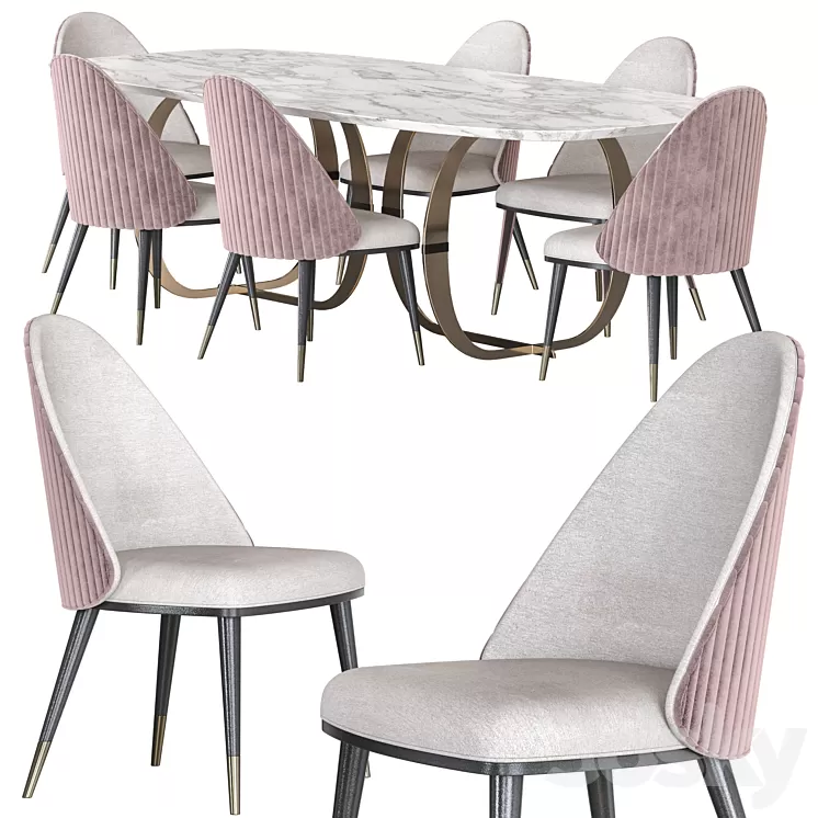 Capital Collection Convivio Table and Diva Chair Dining Set 3D Model Capital Collection Convivio Table and Diva Chair Dining Set 3D Model