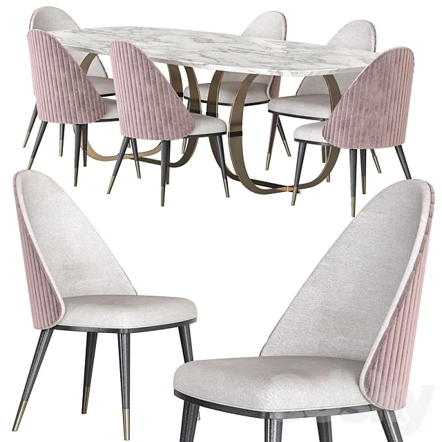 Capital Collection Convivio Table and Diva Chair Dining Set 3DModel
