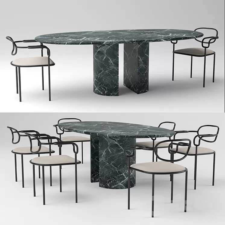 Cappellini 01 chair and Cappellini Dolmen table 3D Model