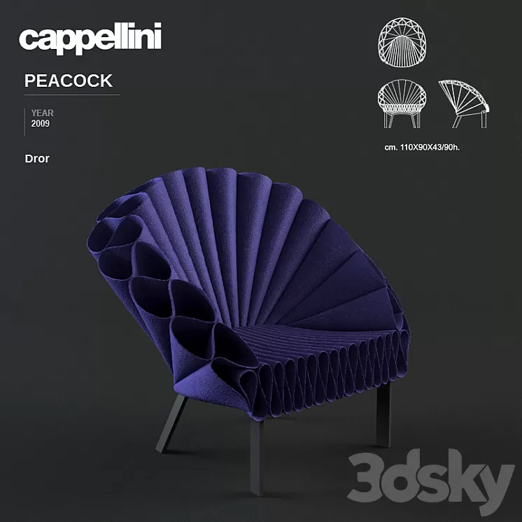 Cappellini Peacock armchair – Dror – 2009 3D Model Cappellini Peacock armchair – Dror – 2009 3D Model