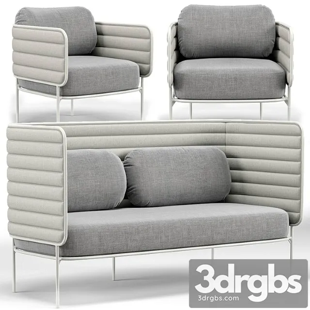 Capsule outdoor settee and lounge chair 3D Model Download