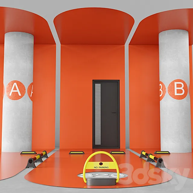 Car park accessories pack 3D Model Car park accessories pack 3D Model