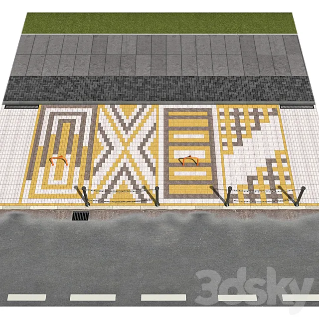 Car parking sidewalk road 3D Model Car parking sidewalk road 3D Model