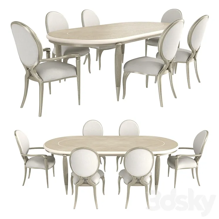Caracole Lilian Dining table and chairs 3D Model Free Download