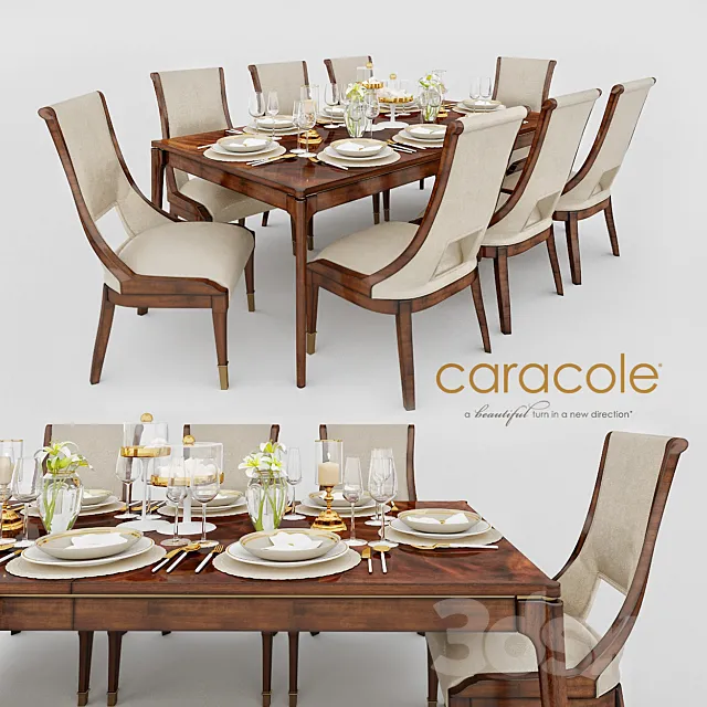 Caracole Open Invitation Dining Table & Caracole In Good Company Dining Chair 3DModel