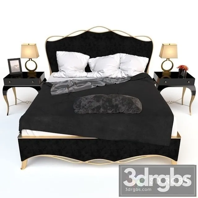 Caracole Ribbon Bed   Parisian Nightstand 3D Model Download