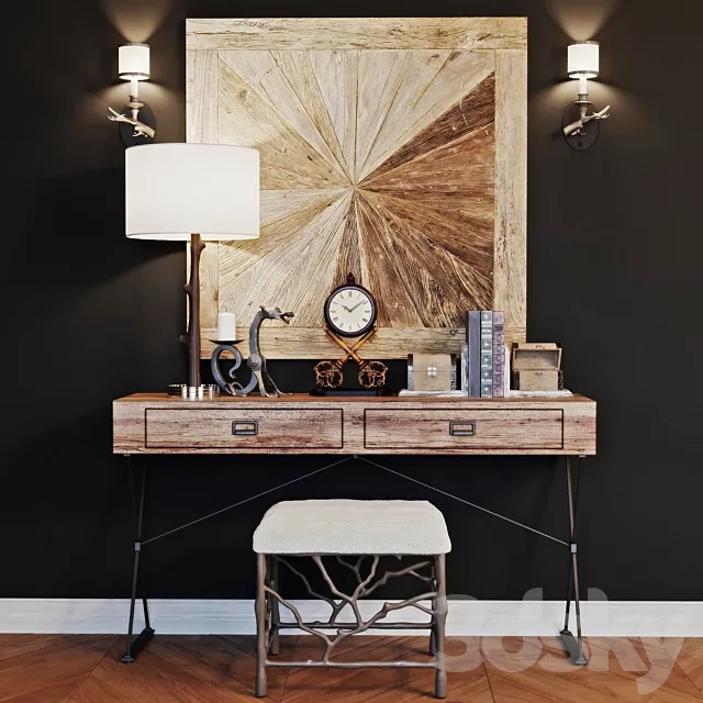 Caracole stool & LoftDesigne console with decor 3DModel Caracole stool & LoftDesigne console with decor 3DModel