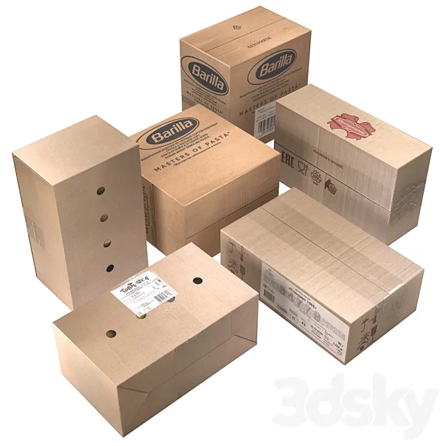 Cardboard boxes (low poly) 3D Model Cardboard boxes (low poly) 3D Model