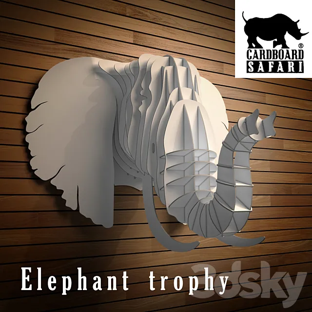 Cardboard safari elephant trophy 3DModel Cardboard safari elephant trophy 3DModel