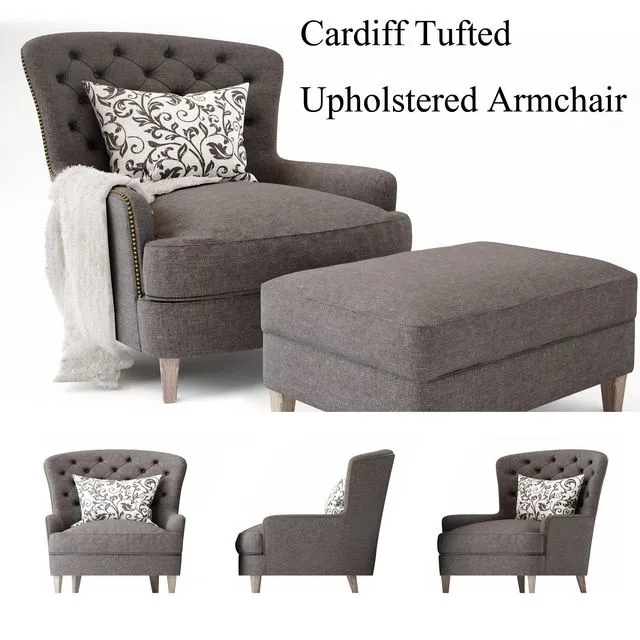 Cardiff Tufted Upholstered Armchair Melford Royal Vintage 3D Model