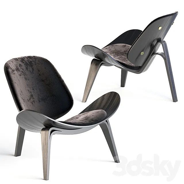 Carl Hansen CH07 Shell Chair Lounge Chair black 3D Model Carl Hansen CH07 Shell Chair Lounge Chair black 3D Model