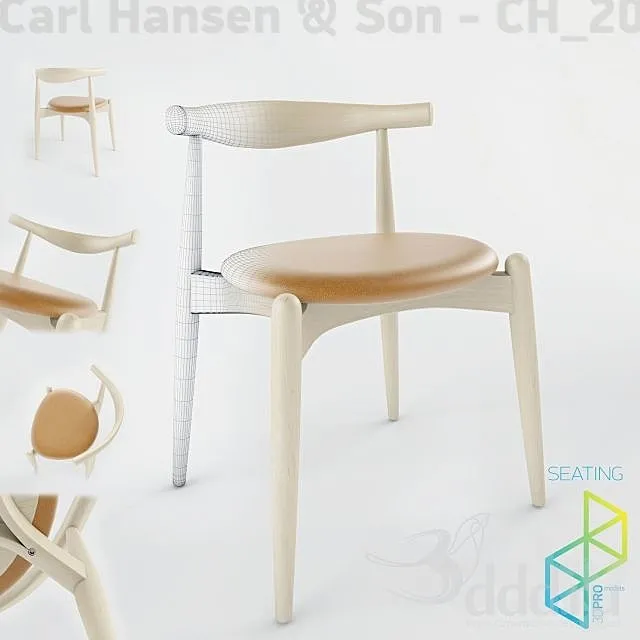 Carl HansenSon CH20 Elbow chair 3D Model Carl HansenSon CH20 Elbow chair 3D Model