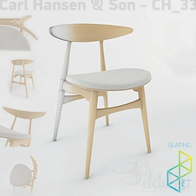 Carl Hansen&Son CH_33 chair 3D Model Carl Hansen&Son CH_33 chair 3D Model