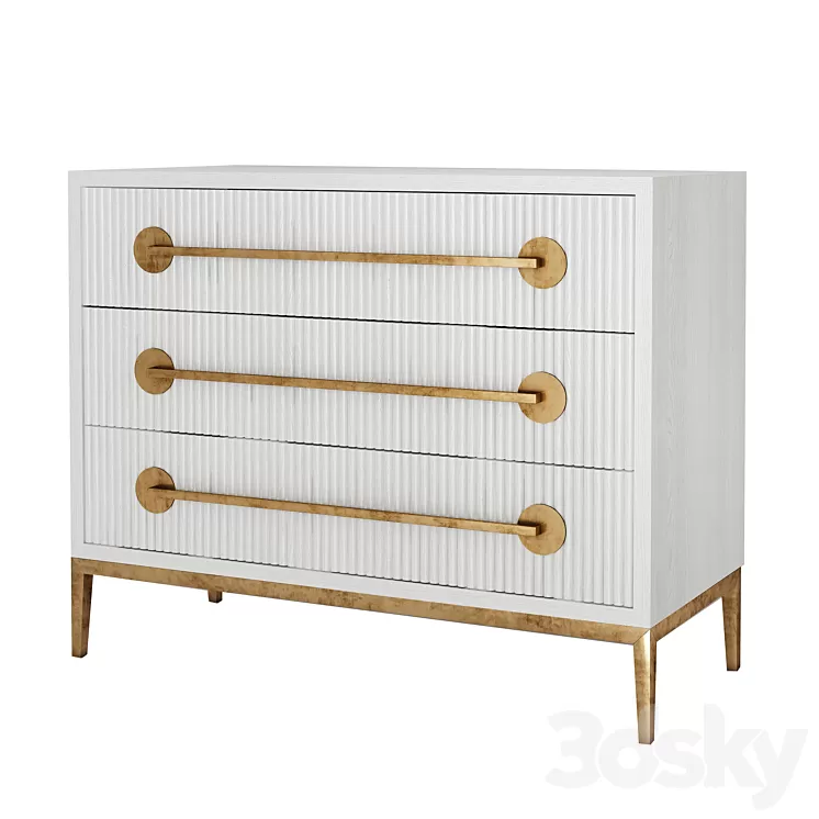 Carlyle Three-Drawer Chest 3D Model Carlyle Three-Drawer Chest 3D Model