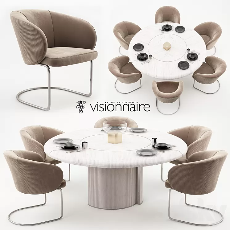 Carmen chairs and Opera table – Visionnaire Home Philosophy 3D Model
