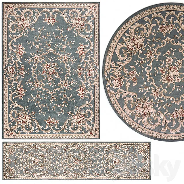 Carpet Avalon 5602 Slate Blue Aubusson Rug Set 3D Model Carpet Avalon 5602 Slate Blue Aubusson Rug Set 3D Model