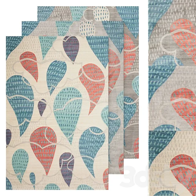 Carpet RugVista set Happy Rain 3D Model Carpet RugVista set Happy Rain 3D Model