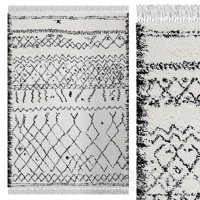 Carpet Think Rugs Boho 5402 Black _ White 3D Model Carpet Think Rugs Boho 5402 Black _ White 3D Model