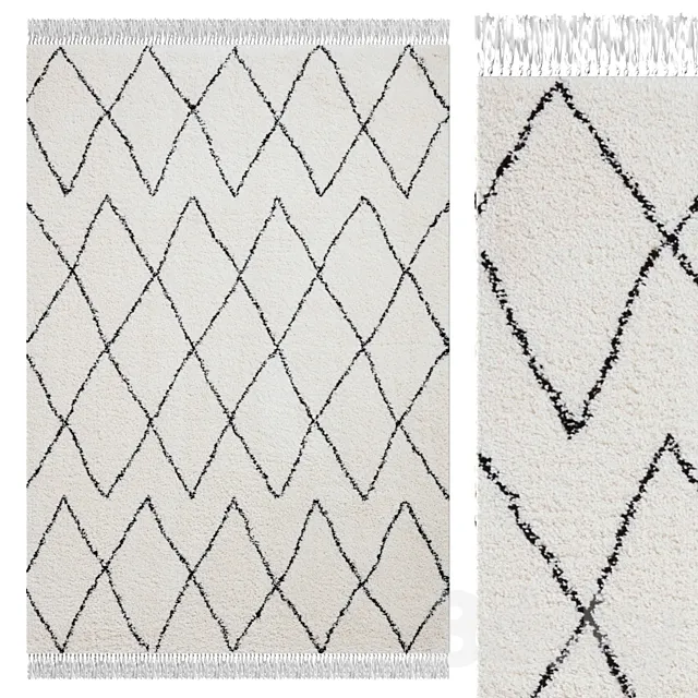 Carpet Think Rugs Boho 8280 White _ Black 3DModel Carpet Think Rugs Boho 8280 White _ Black 3DModel