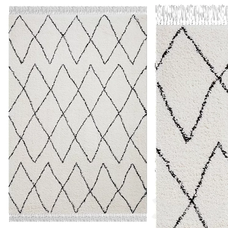 Carpet Think Rugs Boho 8280 White / Black 3D Model