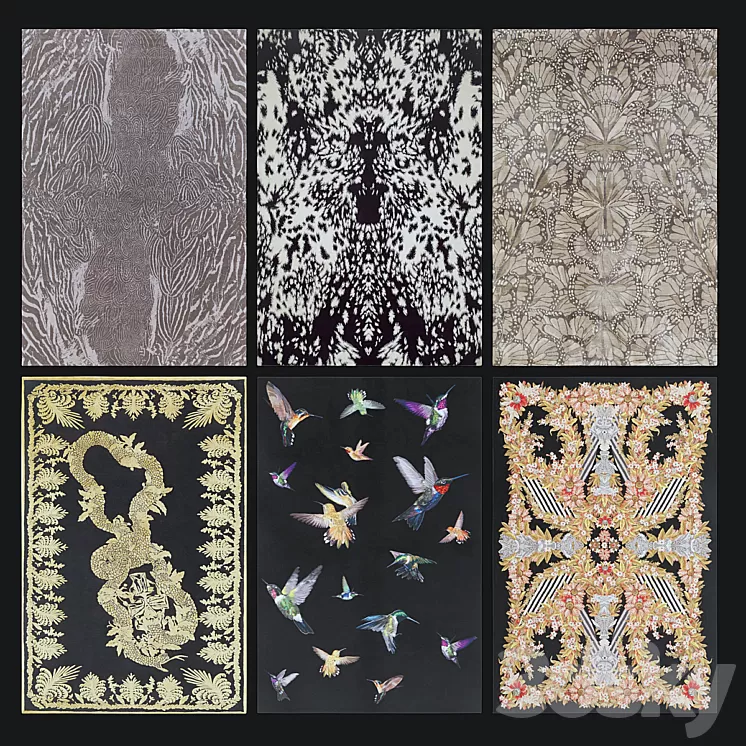 Carpets Alexander McQueen Diane von Furstenberg 3D Model Carpets Alexander McQueen Diane von Furstenberg 3D Model
