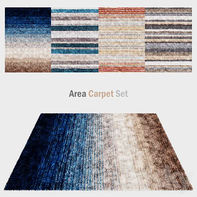 Carpets with long pile | Area carpet set 3D Model Carpets with long pile | Area carpet set 3D Model