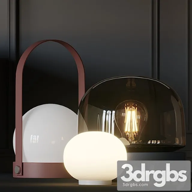 Carrie Stone And Mini Glo Ball T Table Lamps 1 3D Model Download