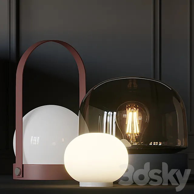Carrie Stone and Mini Glo-Ball T Table Lamps 3D Model