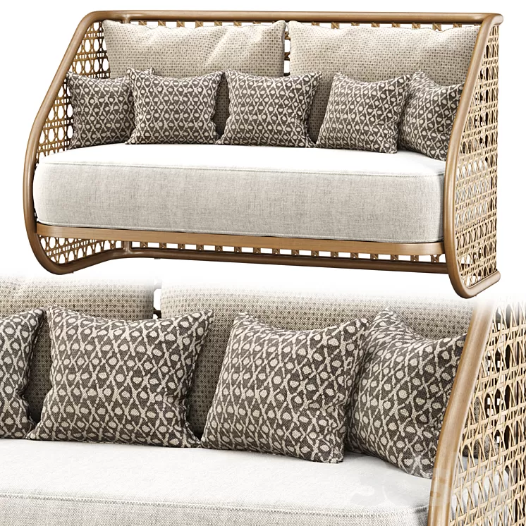 Carry rattan loveseat SA11 / Double rattan sofa 3D Model Carry rattan loveseat SA11 / Double rattan sofa 3D Model