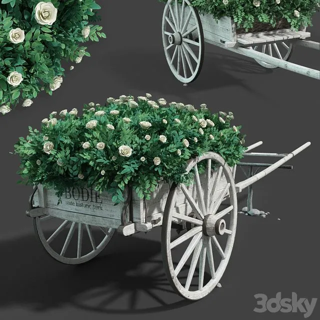 Cart with flowers 3D Model Cart with flowers 3D Model