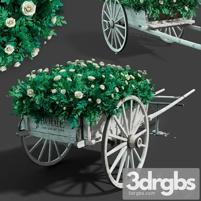 Cart with Flowers 3D Model Download