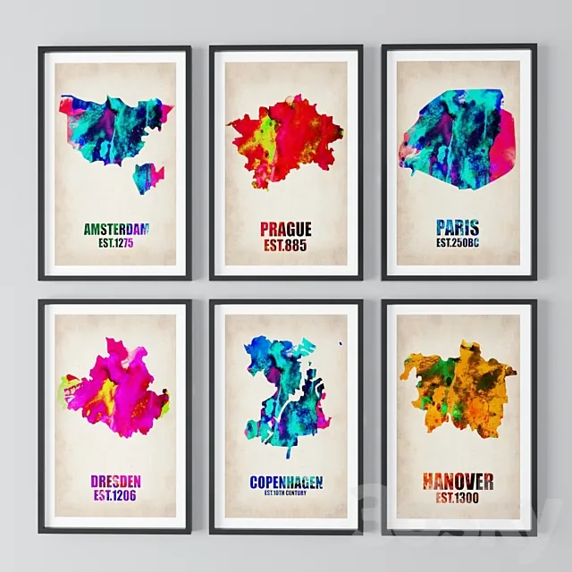 Cartographic theme paintings 3D Model Cartographic theme paintings 3D Model