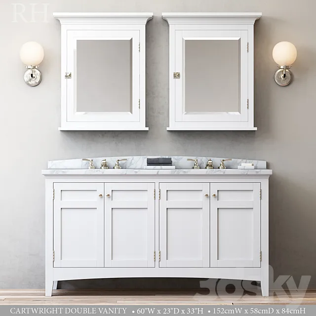 CARTWRIGHT DOUBLE VANITY 3D Model CARTWRIGHT DOUBLE VANITY 3D Model
