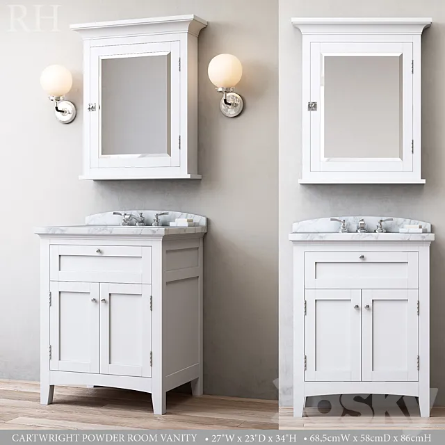 CARTWRIGHT POWDER ROOM VANITY 3D Model CARTWRIGHT POWDER ROOM VANITY 3D Model