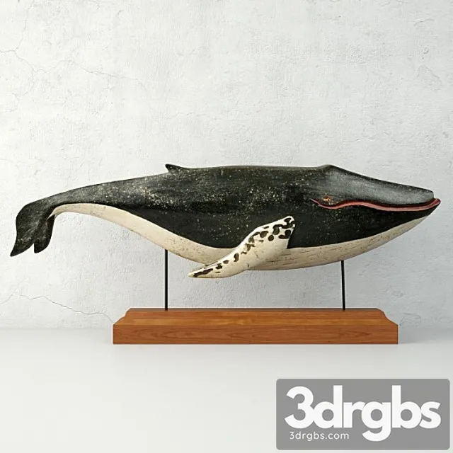 Carved and Painted Wooden Humpback Whale 3D Model Download