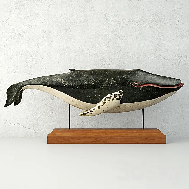 Carved and Painted Wooden Humpback Whale 3D Model Carved and Painted Wooden Humpback Whale 3D Model