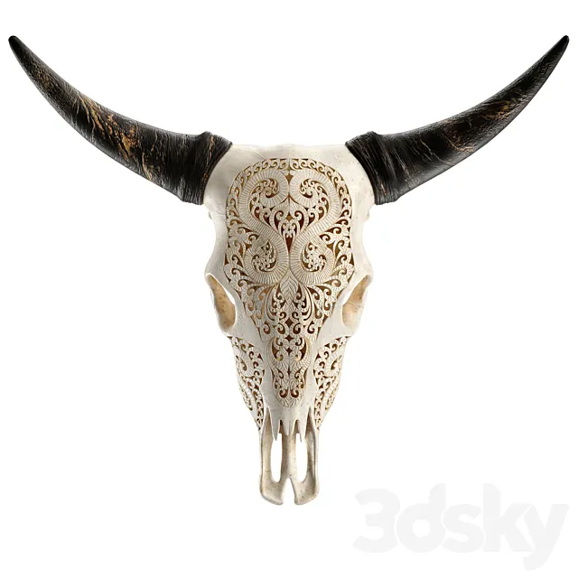 Carved cow skull 3D Model Carved cow skull 3D Model