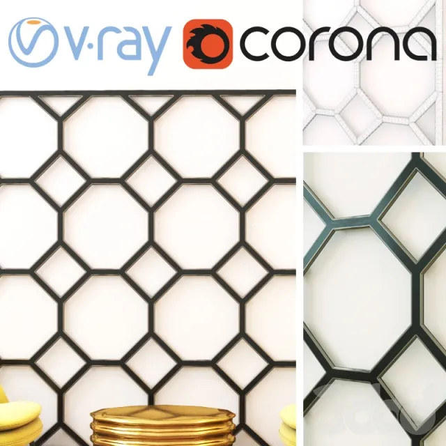 Carved metal grille ornament 3D Model Carved metal grille ornament 3D Model