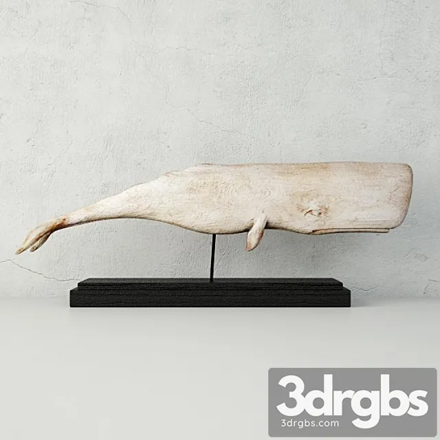 Carved Wood White Sperm Whale Folk Art 3D Model Download