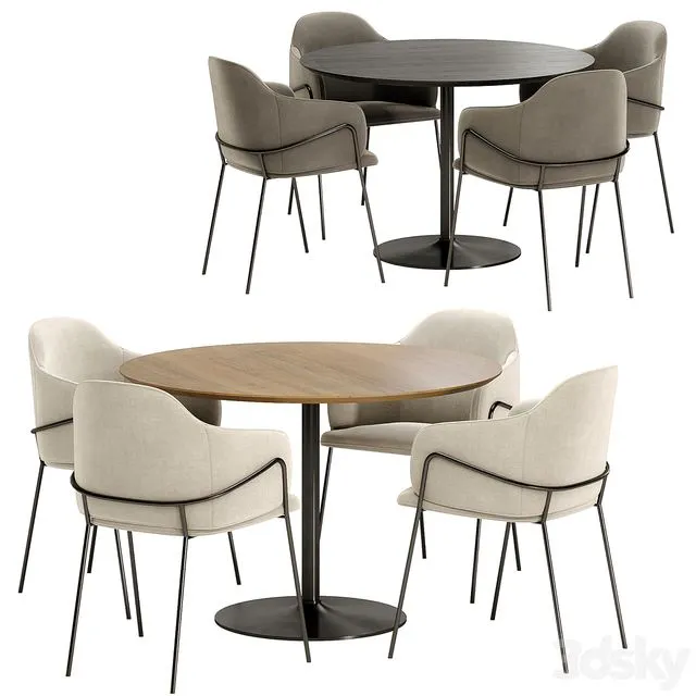 Carver dining chair with Anderson table 3D Model