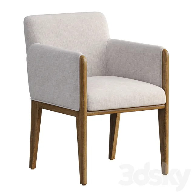 Casa Viva Ivory White Upholstered Dining Armchair 3D Model Casa Viva Ivory White Upholstered Dining Armchair 3D Model