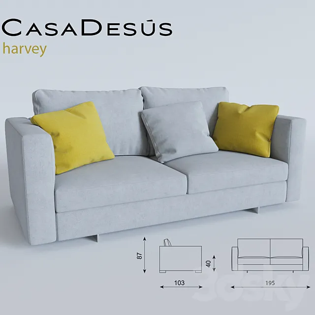 Casadesus – Harvey sofa 1 3D Model