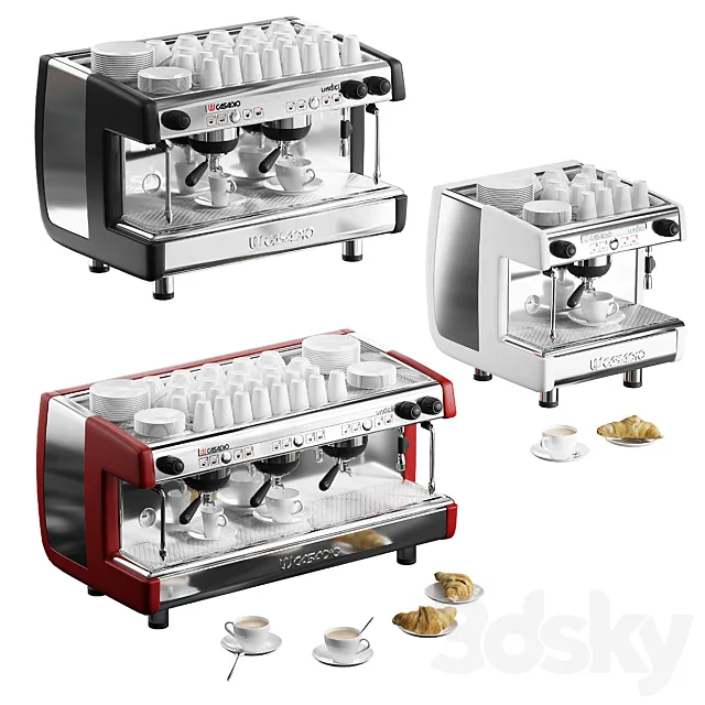 Casadio Undici coffee machines with croissants. 3 models 3DModel Casadio Undici coffee machines with croissants. 3 models 3DModel