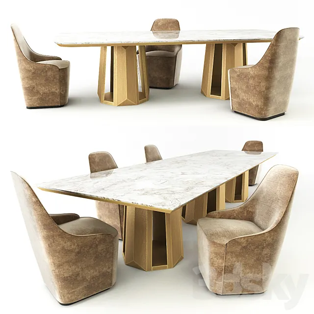 Casamilano KANDINSKY table and chairs CHARLOTTE 3D Model Casamilano KANDINSKY table and chairs CHARLOTTE 3D Model