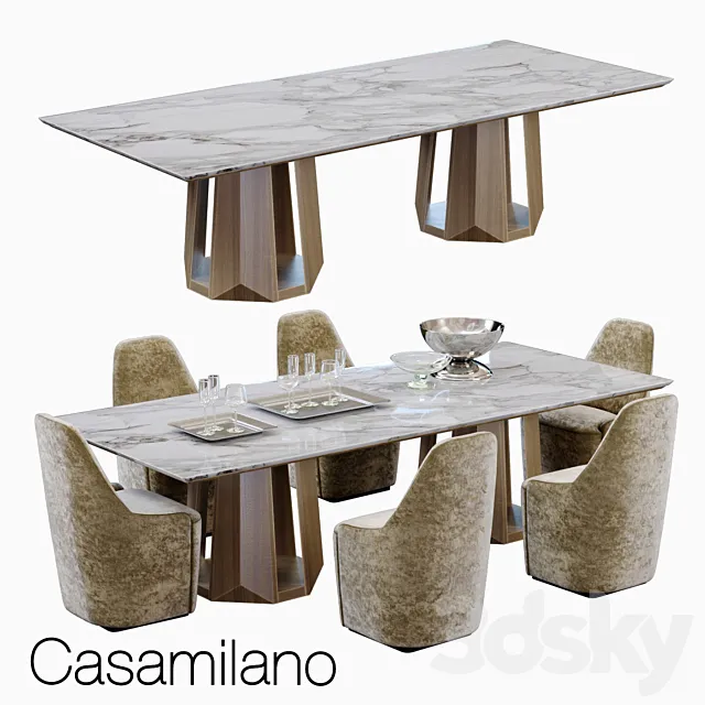 casamilano kandinsky table with charlotte chair 3D Model casamilano kandinsky table with charlotte chair 3D Model