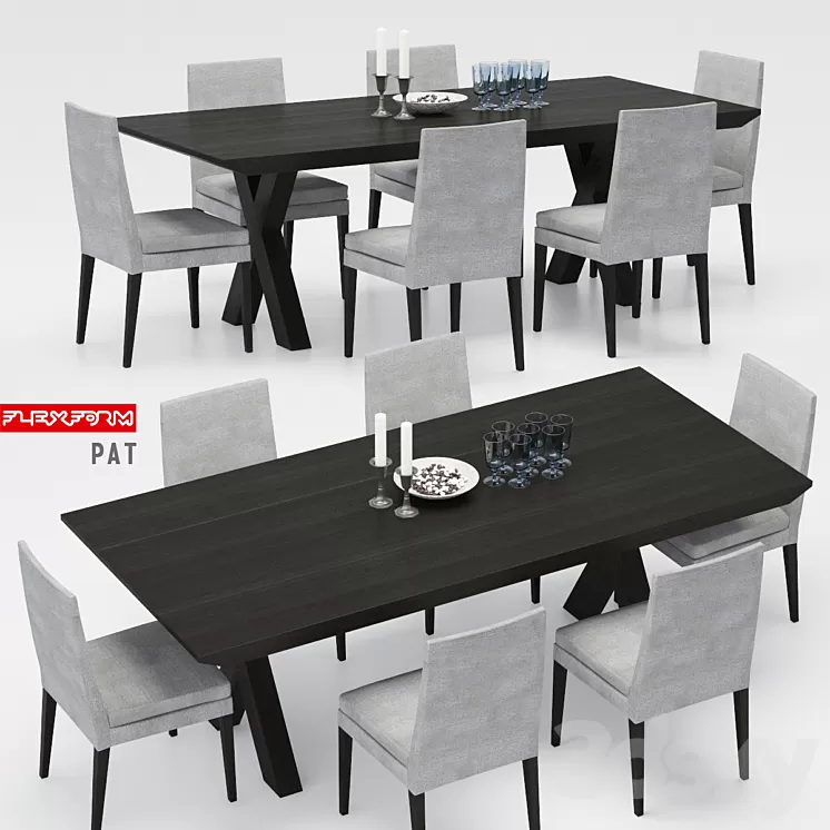 Casamilano table with chairs PAT Flexform 3D Model
