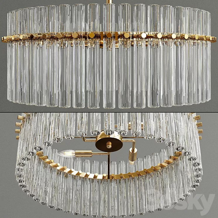 Casandra 4-light Brushed Brass Pendant Crystal Chandelier 3D Model