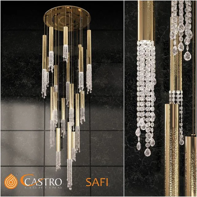 Cascade chandelier Castro lighting SAFI 3D Model Cascade chandelier Castro lighting SAFI 3D Model