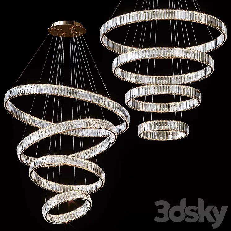 Cascading pendant chandeliers BERTOLDA CAS by lampatron ⌀ 100cm ⌀ 80cm ⌀ 60cm ⌀ 40cm 3D Model Free Download