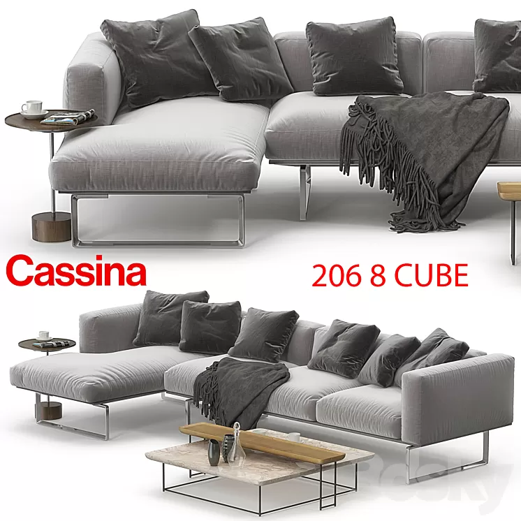 Cassina 206 8 CUBE sofa corner set 3D Model